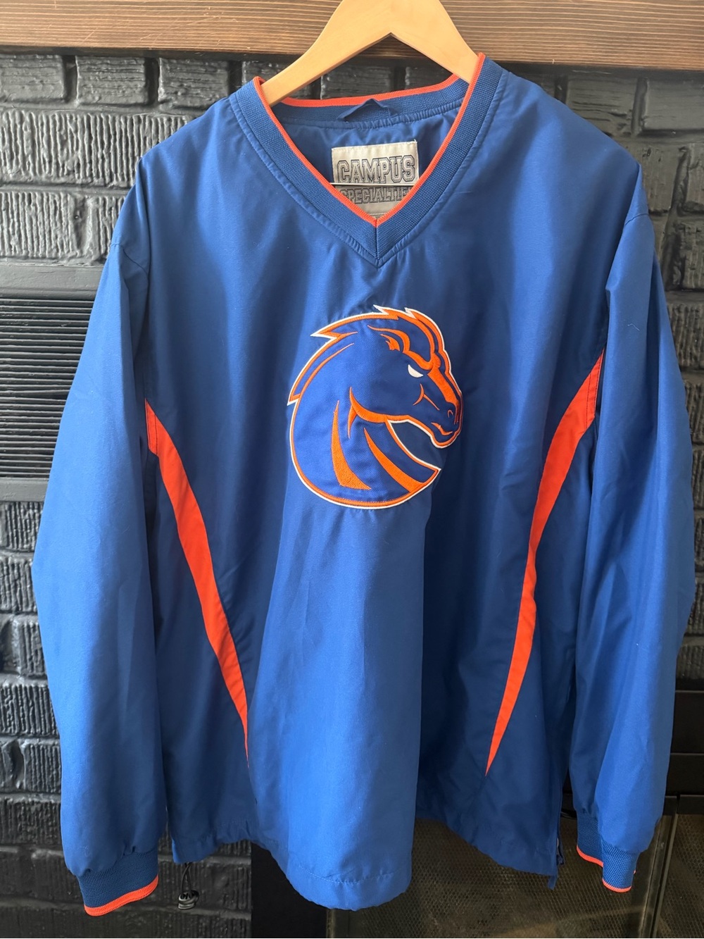 Retro Blue and Orange Boise State Broncos Pullover Windbreaker